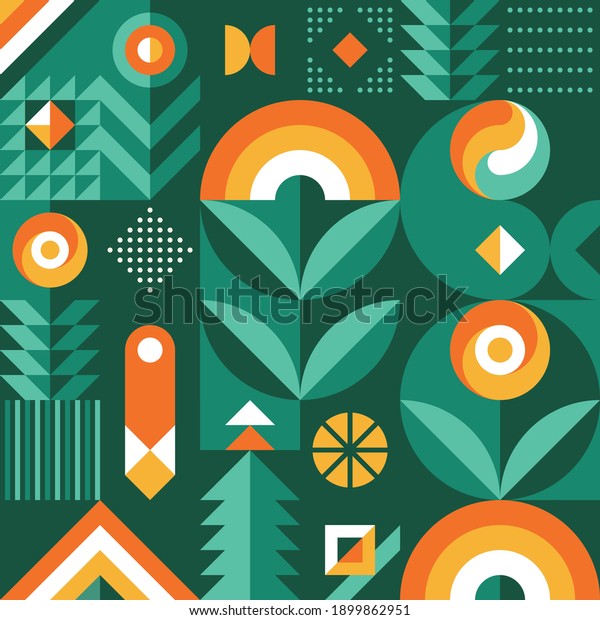Abstract geometric vector pattern in Scandinavian style.\
Agriculture symbol. Harvest of garden. Background illustration\
graphic design. 