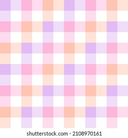 Abstract geometric vector pattern for spring summer  Pastel gingham tartan check plaid in gradient purple  orange  pink  white for gift paper  tablecloth  picnic blanket  dress  other Easter print 