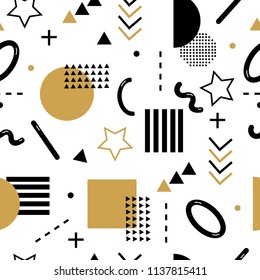 Abstract, geometric vector pattern in the style of memphis.