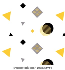 Abstract geometric vector pattern in yellow, black and gray colors palette on a white background