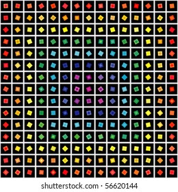 Abstract geometric vector rainbow and black squares background