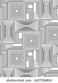 Abstract geometric vector repeating pattern with geometrical shapes and lines in regular and irregular order. Suitable for backgrounds, backdrops, fabric, paper, packaging, fashion, home decor project