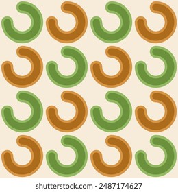 Abstract geometric vector seamless color pattern. Three quarter circles repeating pattern. Flat design pattern. Geometric color vector seamless background. Simple geometric shapes pattern.