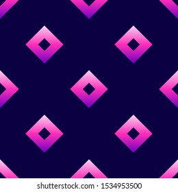 Abstract geometric vector seamless pattern. Modern wallpaper. Repeating tiles with pink rhombuses isolated on dark blue background.