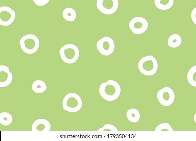 abstract geometric vector seamless pattern with hand-drawn doodle circles on a green background. can be used as Wallpaper, background, design of packaging paper, textiles, notebooks, clothing.