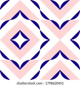 Abstract geometric vector seamless pattern. Contemporary design with simple  shapes . Colorful background with mosaic in retro or scandinavian style.
