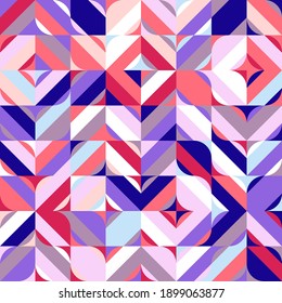 Abstract geometric vector seamless pattern. Contemporary design with simple  shapes . Colorful background with mosaic in retro or scandinavian style.