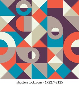 Abstract geometric vector seamless pattern in Scandinavian style. Backgound illustration graphic design. 