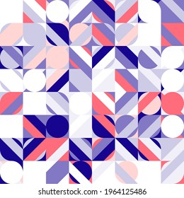 Abstract geometric vector seamless pattern. Contemporary design with simple  shapes . Colorful background with mosaic in retro or scandinavian style.