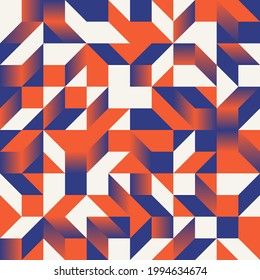 Abstract geometric vector seamless pattern made with simple shapes and gradient. Geometrical composition, useful for web design, business card, invitation, poster, textile print, background.