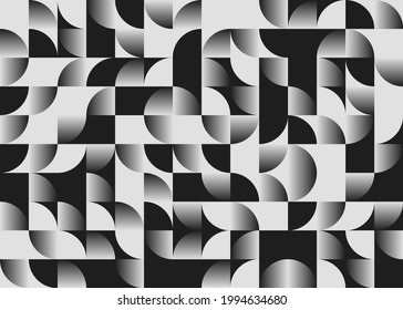 Abstract geometric vector seamless pattern made with simple shapes and gradient. Geometrical composition, useful for web design, business card, invitation, poster, textile print, background.