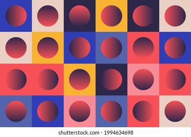 Abstract geometric vector seamless pattern made with simple shapes and gradient. Geometrical composition, useful for web design, business card, invitation, poster, textile print, background.