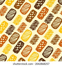 Abstract geometric vector seamless pattern. Rectangular shapes, diagonal stripes. For prints of fabrics, textile products, packaging.