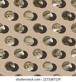 abstract geometric vector seamless pattern paint streak circles. Sea stones with checkered shadow