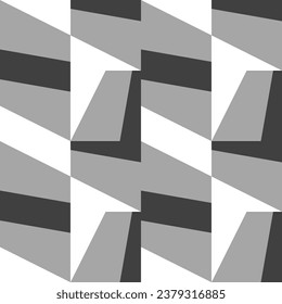 Abstract geometric vector seamless pattern with triangles, squares, rectangles and polygons. Scandinavian design style simple black, grey and white shapes. Monochrome graphic background 
