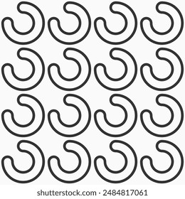 Abstract geometric vector seamless pattern. Three quarter circles repeating pattern. Flat design pattern. Geometric black and white vector seamless background. Simple geometric shapes pattern.