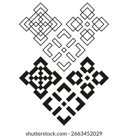 Abstract geometric Vector shapes. Black white graphic elements. Interconnected square design. Modern decorative illustration. EPS 10. - Powered by Shutterstock - Get 15% off with code: PIKWIZARD15