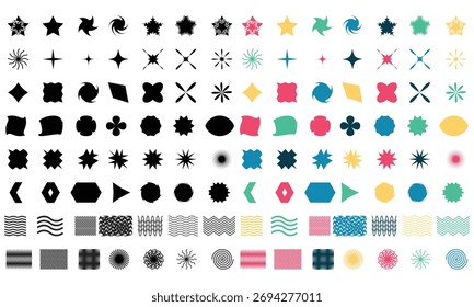 
Abstract Geometric Vector Shapes Collection Decorative and Creative Elements Set Modern Minimalist Design Retro Style Pack Basic and for Graphic