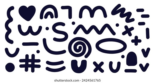 Abstract geometric vector shapes for infographics, web design and unique modern designs. Set of unique geometric shapes, hand-drawn on white background