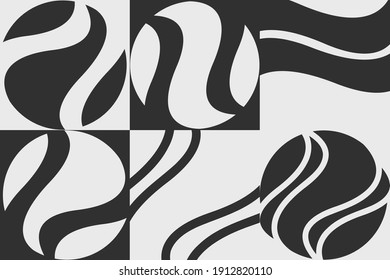 Abstract geometric vector shapes. Minimal monochrome poster and card.