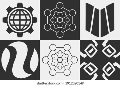 Abstract geometric vector shapes. Minimal monochrome poster and card.