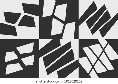 Abstract geometric vector shapes. Minimal monochrome poster and card.
