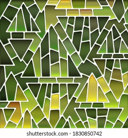 abstract geometric vector stained-glass mosaic background - green and yellow triangles