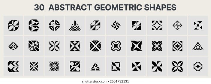 Abstract Geometric Vector Symbols Black Minimalist Icons for Logo Design, Creative Branding, Digital Art Elements, and Modern Graphic Decoration