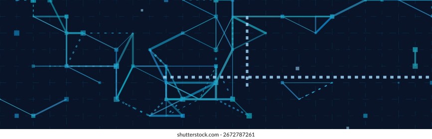 Abstract geometric vector tech background with interconnected lines and dots.