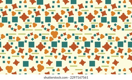 Abstract geometric vector wallpaper. Geometric objects laid out in a surface. Geometric, circle, square, rectangle. Geometric repeating pattern fill. Fabric, cover, decorative.