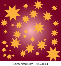 Abstract geometric vector yellow stars on a red background.