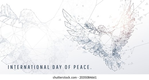 Abstract geometric and vertex of white pigeon and International Day of Peace of technology and futuristic concept, EPS 10 vector