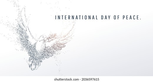 Abstract geometric and vertex of white pigeon and International Day of Peace of technology and futuristic concept, EPS 10 vector