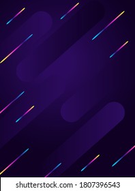 Abstract geometric vertical background. Modern futuristic style. Banner with chaotic geometric rainbow stripes. sparks on dark background.