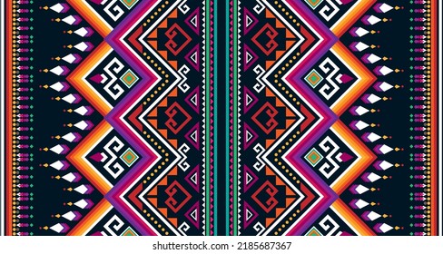 Abstract geometric vertical seamless pattern design indigenous black background EP.19.Vintage ornament print. Great for fabric and textile, wallpaper, packaging