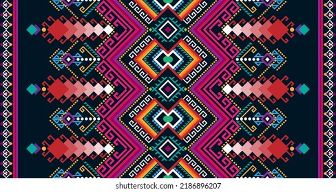 Abstract geometric vertical seamless pattern design indigenous black background EP.27.Vintage ornament print. Great for fabric and textile, wallpaper, packaging