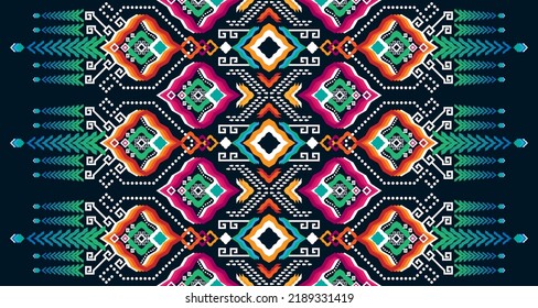 Abstract geometric vertical seamless pattern design indigenous black background EP.40.Vintage ornament print. Great for fabric and textile, wallpaper, packaging