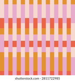 Abstract geometric vertical stripe seamless repeat featuring alternating color-blocked columns in beatuful palette. Layered rectangular segments create a rhythmic modern composition with a clean minimalist aesthetic and subtle retro Mid-Century Modern influence. Contemporary surface pattern design ideal for textile prints, fabric, wallpaper, wrapping paper, stationery, packaging, home decor, and digital backgrounds.
