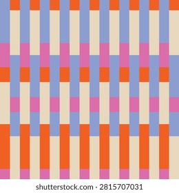 Abstract geometric vertical stripe seamless repeat featuring alternating color-blocked columns in beatuful palette. Layered rectangular segments create a rhythmic modern composition with a clean minimalist aesthetic and subtle retro Mid-Century Modern influence. Contemporary surface pattern design ideal for textile prints, fabric, wallpaper, wrapping paper, stationery, packaging, home decor, and digital backgrounds.
