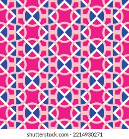 Abstract Geometric Vertical Wavy Stripes Decorative Moroccan Style Italian Tile Pattern Minimal Shapes Trendy Fashion Colors Perfect for Allover Fabric Print or Interior Design Fuchsia Royal Blue