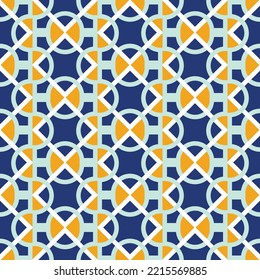 Resumen Rayas onduladas geométricas verticales Decorativas Estilo marroquí Patrón de mosaico italiano Formas mínimas Colores de moda Perfecto para la impresión de tela de alamante o diseño interior Tonos azules amarillos