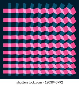 abstract geometric vibrations field in pink blue black