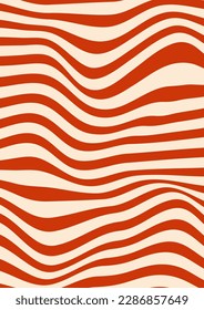 Abstract geometric vintage background. Modern ornament with groovy curved lines. 60s, 70s aesthetic, wavy colorful stripes summer and ice cream candy