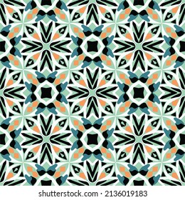 Abstract geometric vintage pattern, kaleidoscope color style, mandala decoration seamless design svg