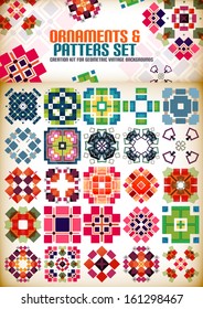 Abstract geometric vintage retro shapes for background creation. Creation kit