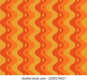 Abstract geometric vintage seamless pattern. Modern ornament with groovy curved lines. 60s, 70s aesthetic, wavy colorful stripes