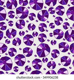 Abstract geometric violet beads seamless pattern on beige background. Vector seamless pattern can be used for fabric, wallpaper, web background or wrapping paper