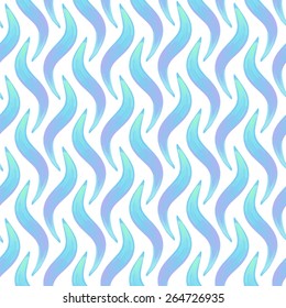 Abstract geometric violet blue green wavy lines seamless pattern on white background. Vector colorful artistic watercolor hand drawn illustration. Design element for card, print, wallpaper, fabric