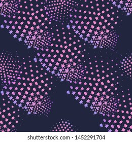 Abstract geometric violet halftone seamless pattern. Hipster fashion design print halftone background. Modern stylish texture. Repeating tiles from small triangles. 