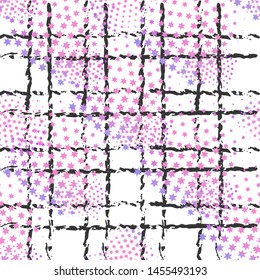 Abstract geometric violet halftone seamless pattern. Hipster fashion design print halftone background. Modern stylish texture. Repeating tiles from small triangles. 